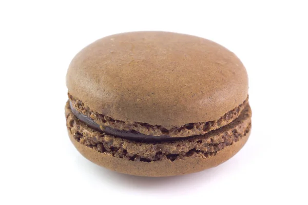 Macaron Chocolat Isolé Sur Fond Blanc — Photo