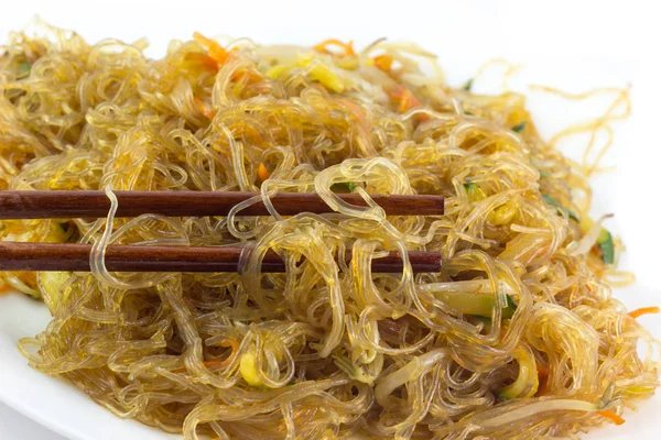 中国大豆面板与中国蔬菜和筷子 — 图库照片