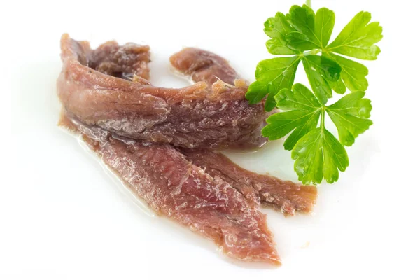 Hamsi filetosu petrol ve maydanoz yaprakları