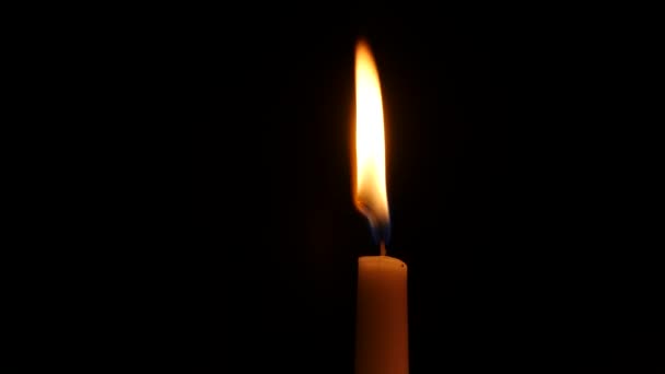 Brennende Kerze Isoliert Auf Schwarzem Hintergrund — Stockvideo