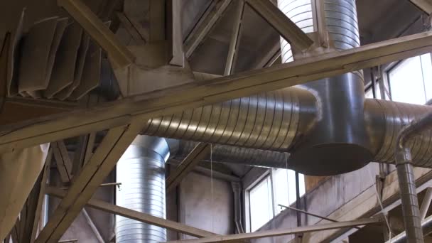 Tubos Ventilação Oficina Sala Industrial — Vídeo de Stock