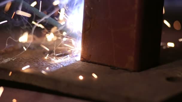 Video Van Het Lassen Van Metalen Constructie — Stockvideo