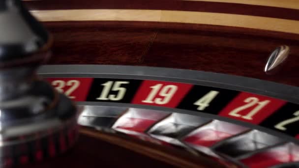 Usual Roulette Wheel Running White Ball Side — Stockvideo