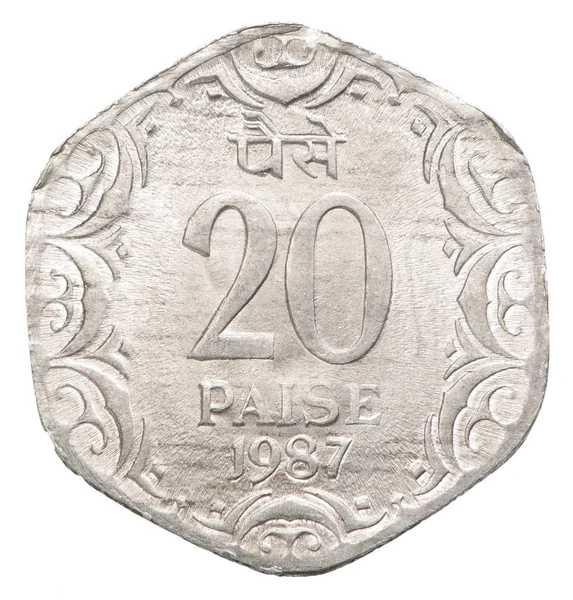 Paisa Indické Mince Izolovaných Bílém Poza — Stock fotografie