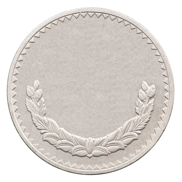 白い背景がある上に分離されて空白の銀コイン — ストック写真