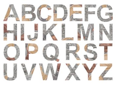 Beyaz arka plan üzerinde ABD sikke alfabesi harfleri izole