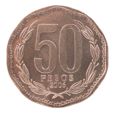 50 Şili peso olarak izole beyaz arka plan sikke