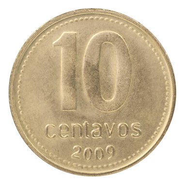On Arjantinli centavos izole üzerinde beyaz arka plan sikke