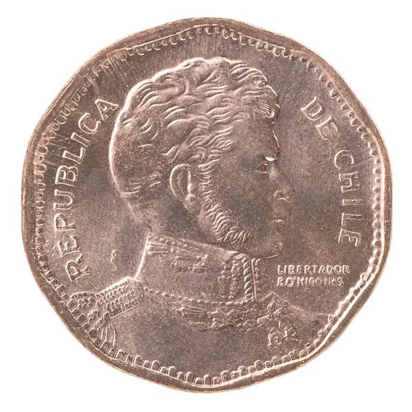 Chilských Pesos Mince Izolované Bílém Pozadí — Stock fotografie