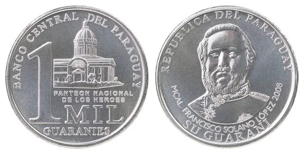 Mille Monete Guarani Paraguaiane Con Immagine Del Pantheon Eroi Nazionali — Foto Stock