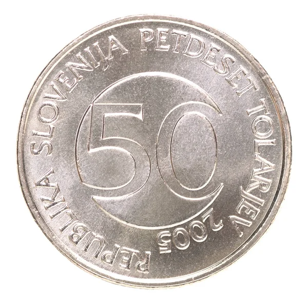 Na białym tle tolar Coin-Słowenia — Zdjęcie stockowe