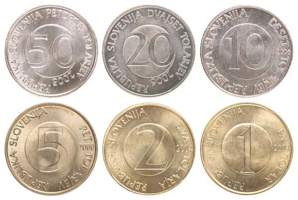 Conjunto completo de moedas eslovenas — Fotografia de Stock