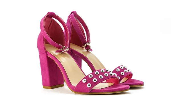Female Pink Classic Shoes White Background — Stock Photo, Image