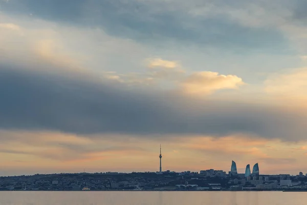 Pôr Sol Avenida Baku — Fotografia de Stock