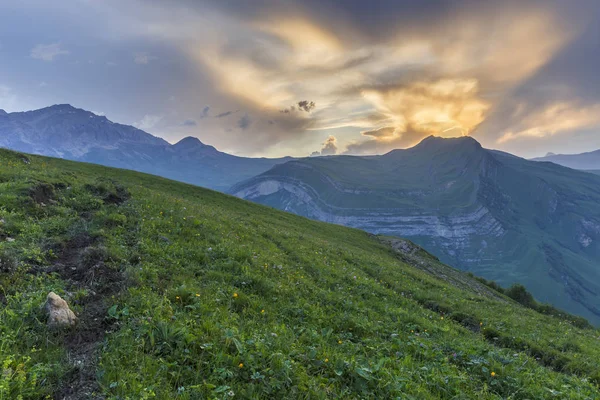 Summer Sunset Mountains Azerbaijan — Stock Photo, Image