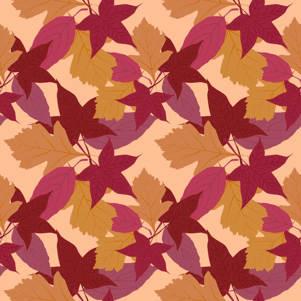 Fond abstrait sans couture des feuilles d'automne — Image vectorielle