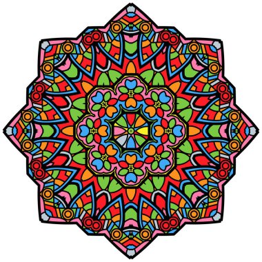 Beyaz bir arka plan üzerinde renkli mandala