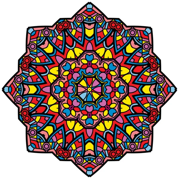 Mandala Colorido Sobre Fondo Blanco — Vector de stock