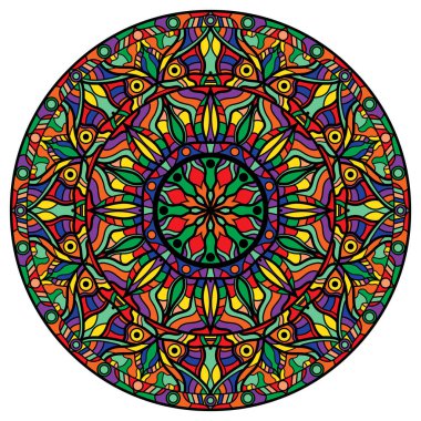 Beyaz bir arka plan üzerinde renkli mandala