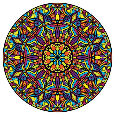Beyaz bir arka plan üzerinde renkli mandala