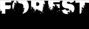 Silhouette kelime orman ve ağaç ile banner