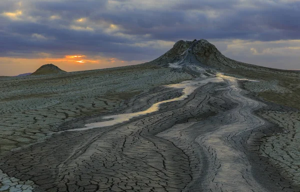 Lera Vulkaner Qobustan Vid Solnedgången — Stockfoto