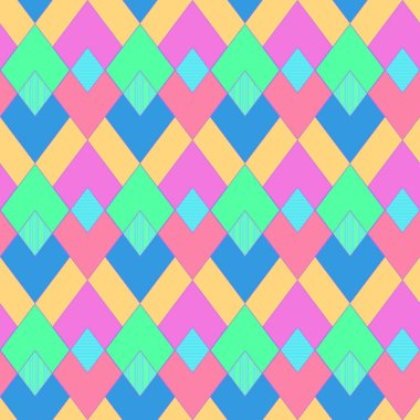 Çok renkli edikula ve zikzaklar oluşan arka kesintisiz arka plan