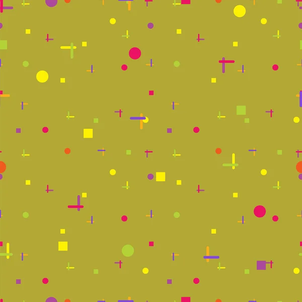 Abstrakt Nahtlos Wiederholender Hintergrund Aus Quadraten Kreisen Und Linien — Stockvektor