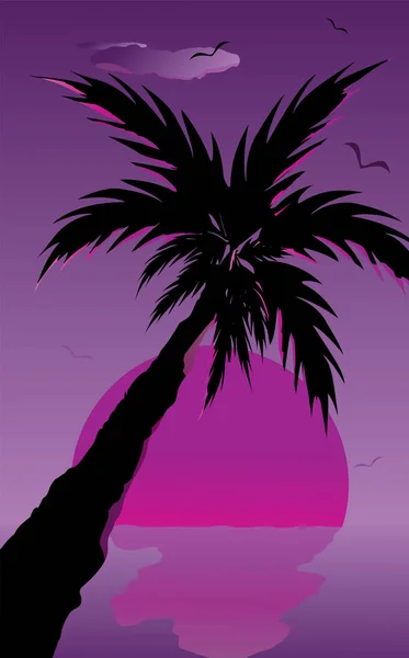 棕榈树剪影的抽象风景 — 图库矢量图片