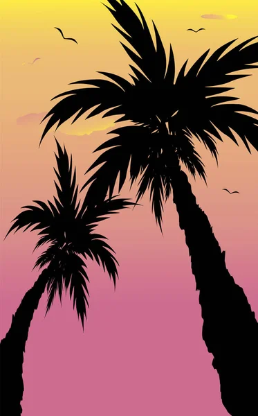 棕榈树剪影的抽象风景 — 图库矢量图片