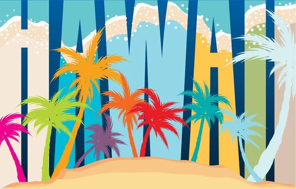 Palm Arka Plan Kelime Hawaii — Stok Vektör