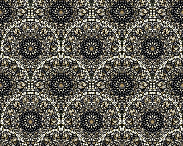 Sömlös upprepande Blom mönster som består av Mandalas — Stockfoto