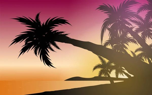 Abstrakta landskap av palm tree siluett — Stock vektor