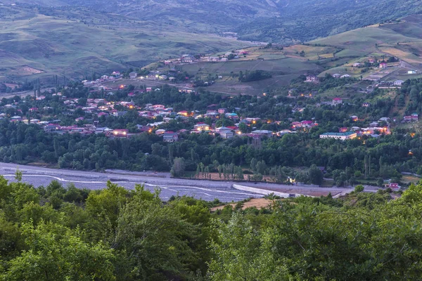 Panorama del pueblo Lagich al amanecer — Foto de Stock