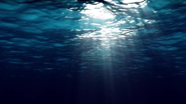 Animation der Sonnenstrahlen, die die Meeresoberfläche durchbrechen — Stockvideo