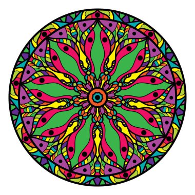 Beyaz bir arka plan üzerinde renkli mandala