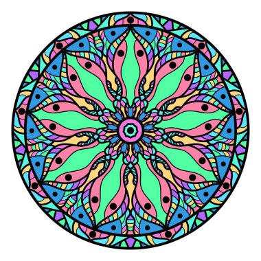 Beyaz bir arka plan üzerinde renkli mandala