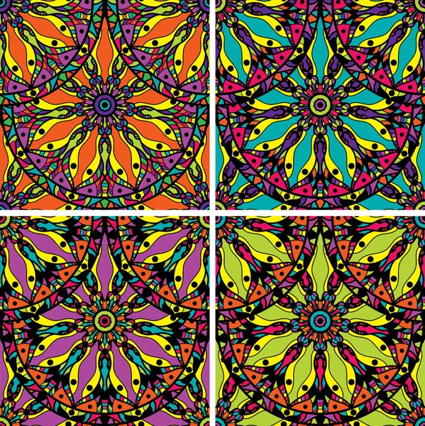 Conjunto de patrones de repetición sin costura de mandalas . — Archivo Imágenes Vectoriales