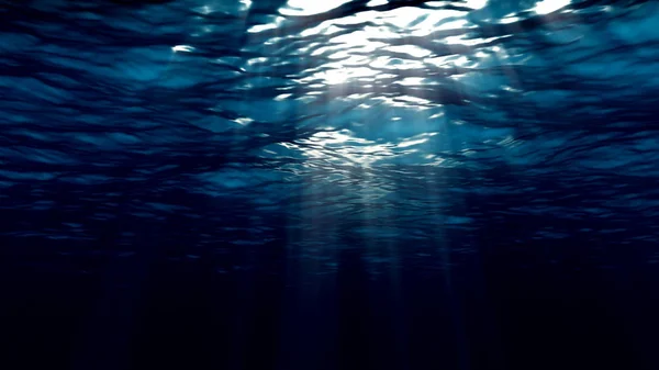 Lichtstralen die door het zeeoppervlak passeren — Stockfoto