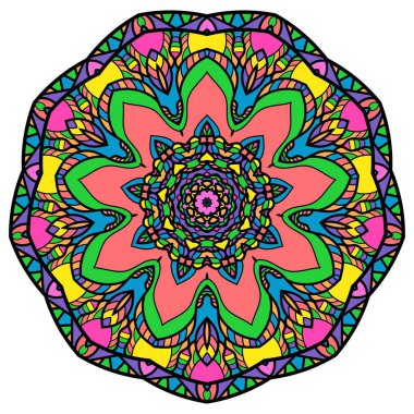 Beyaz bir arka plan üzerinde renkli mandala