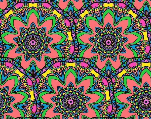 Seamless repeating floral pattern consisting of mandalas — Stock Vector