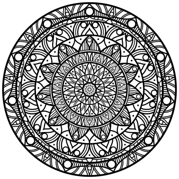 Mandala Untuk Buku Mewarnai Dekoratif Bulat Ornamen - Stok Vektor