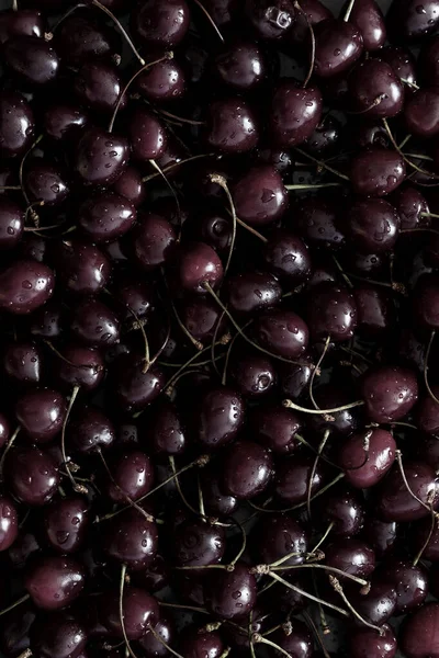 Cereza Dulce Cubierta Con Gotas Agua Una Bandeja —  Fotos de Stock