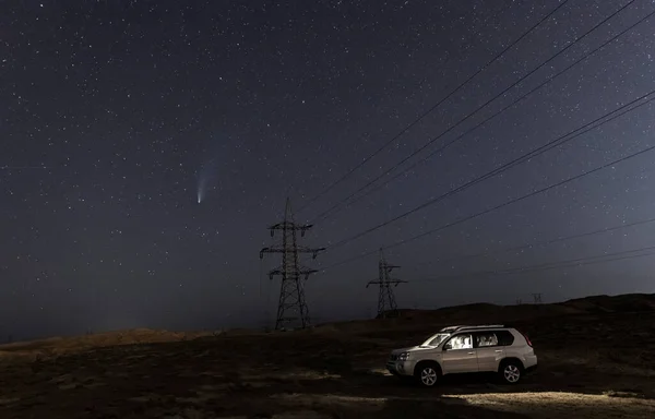 Gobustan Azerbaiyán Julio 2020 Cometa 2020 Neowise Sobrevuela Gobustan Azerbaiyán — Foto de Stock