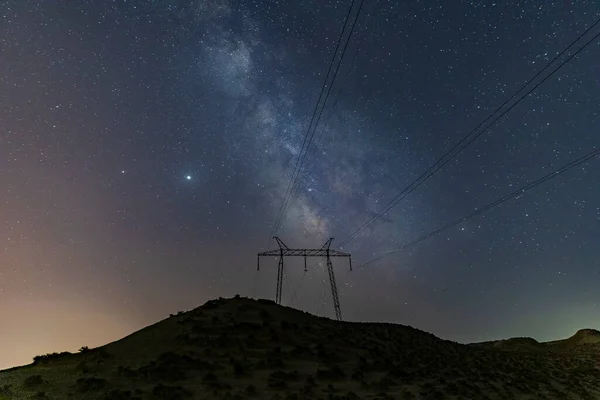 Vía Láctea Sobre Gobustan Hills — Foto de Stock