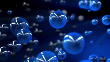 Birçok yansıtıcı küreye sahip 4K soyut canlandırma arkaplanı