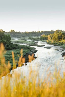 Gün doğumunda Venta Nehri. Sisli nehir, yaz dayanışması