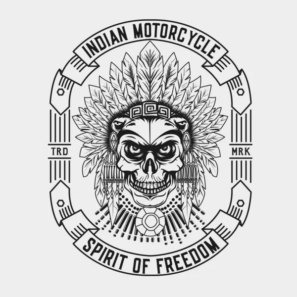 Indiano Motocicleta Logo Design — Vetor de Stock