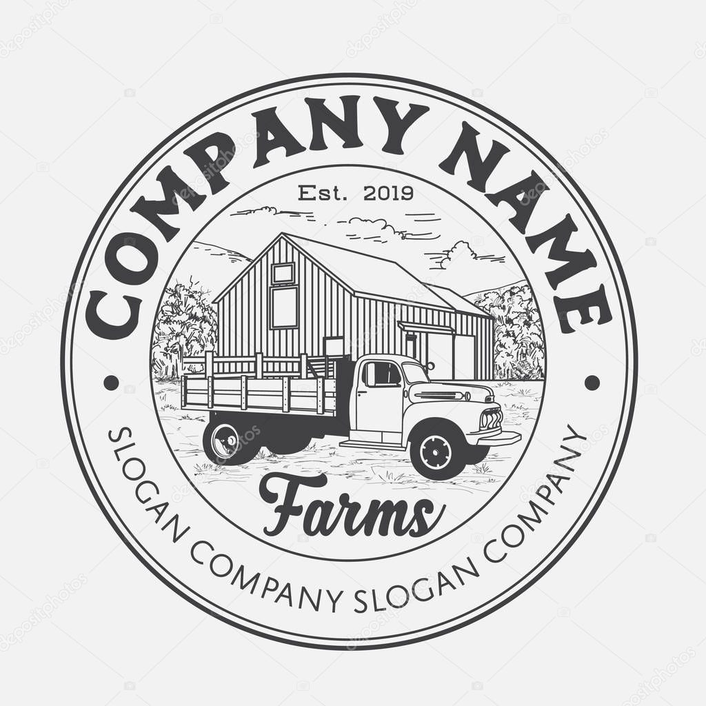 Rustic vintage farm logo design