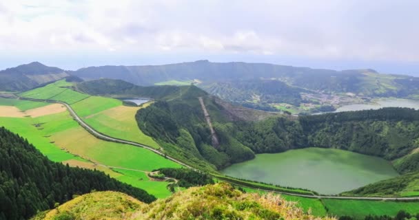 Panorama Lagoa Santiago Znajduje Się Sete Cidades Wulkan Złożonych Wyspa — Wideo stockowe